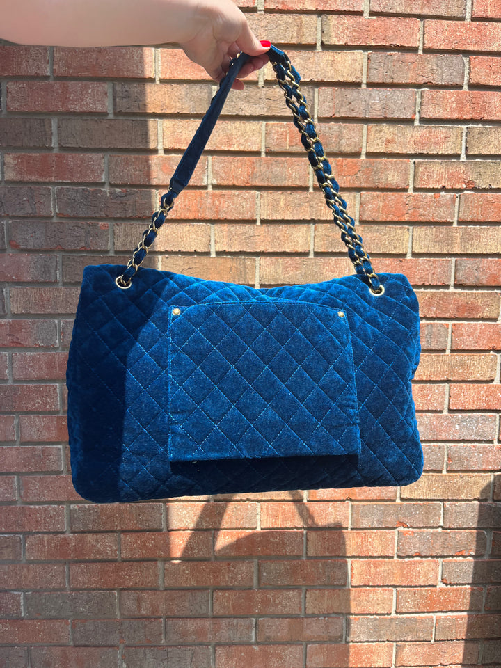 Chanel Blue Velvet Limited Edition XXL Airlines Flap Bag