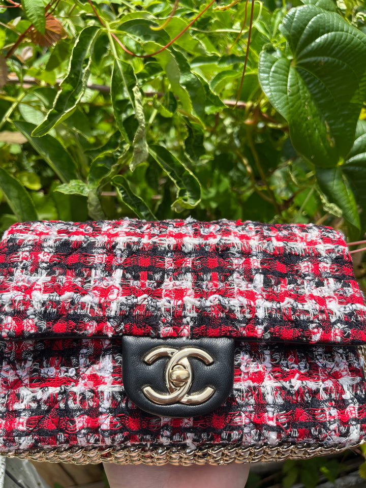 Chanel Pearl Ecru/Tweed Mini Rectangular Flap Bag