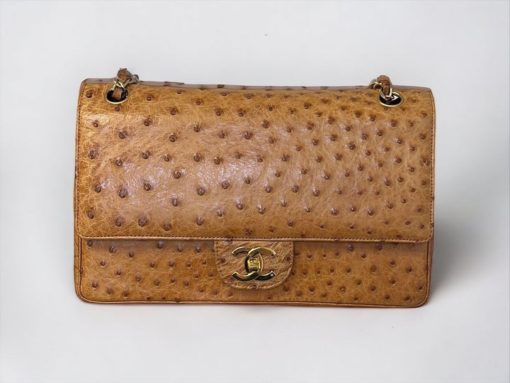 Chanel Rare Vintage Ostrich Medium Double Flap Bag