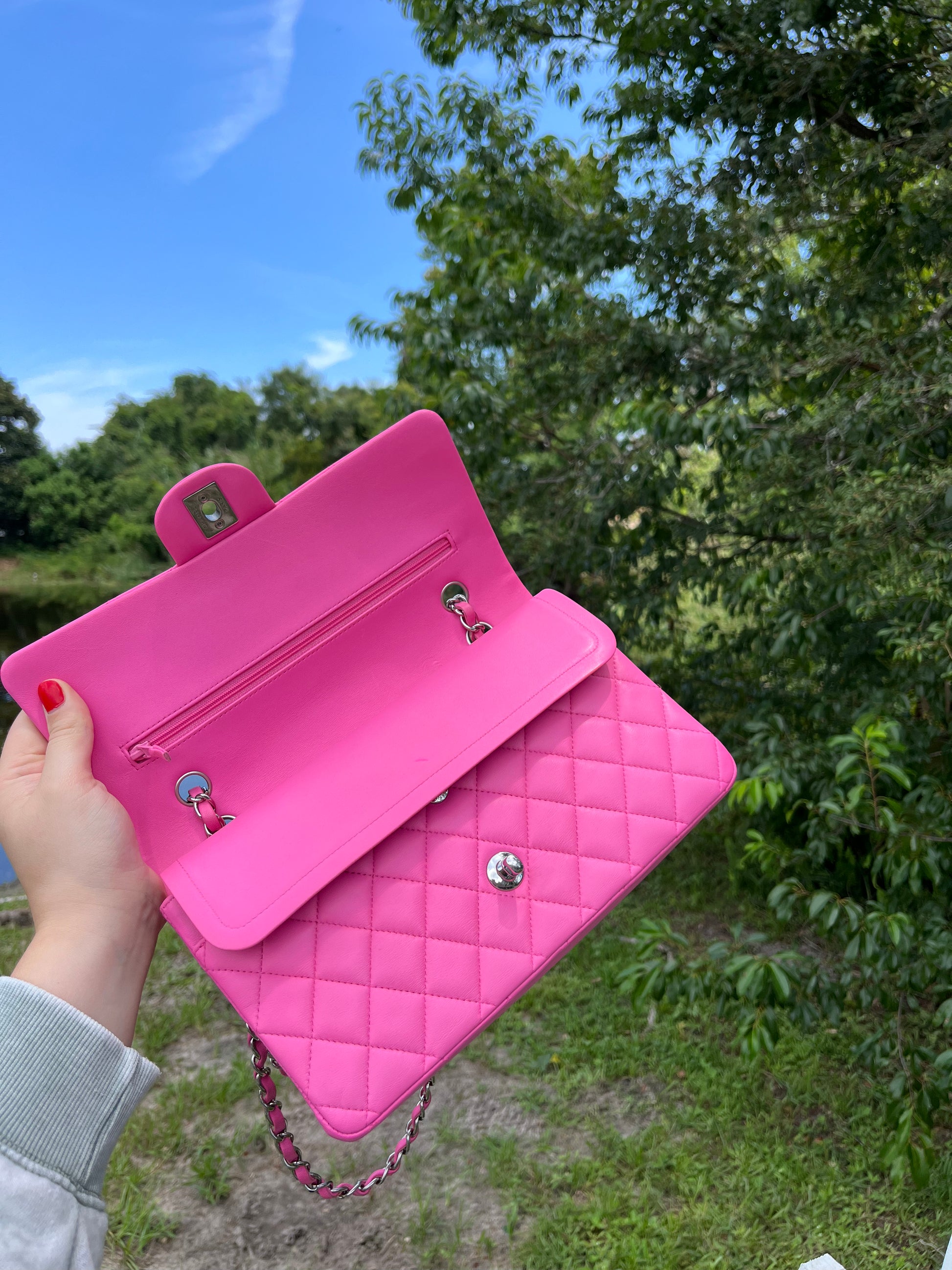 Chanel 21S Pink Neon Lambskin Medium Flap Bag