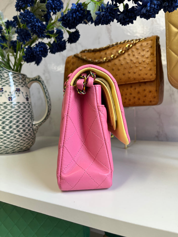 Chanel Pink Medium Lambskin Rainbow Double Flap Bag