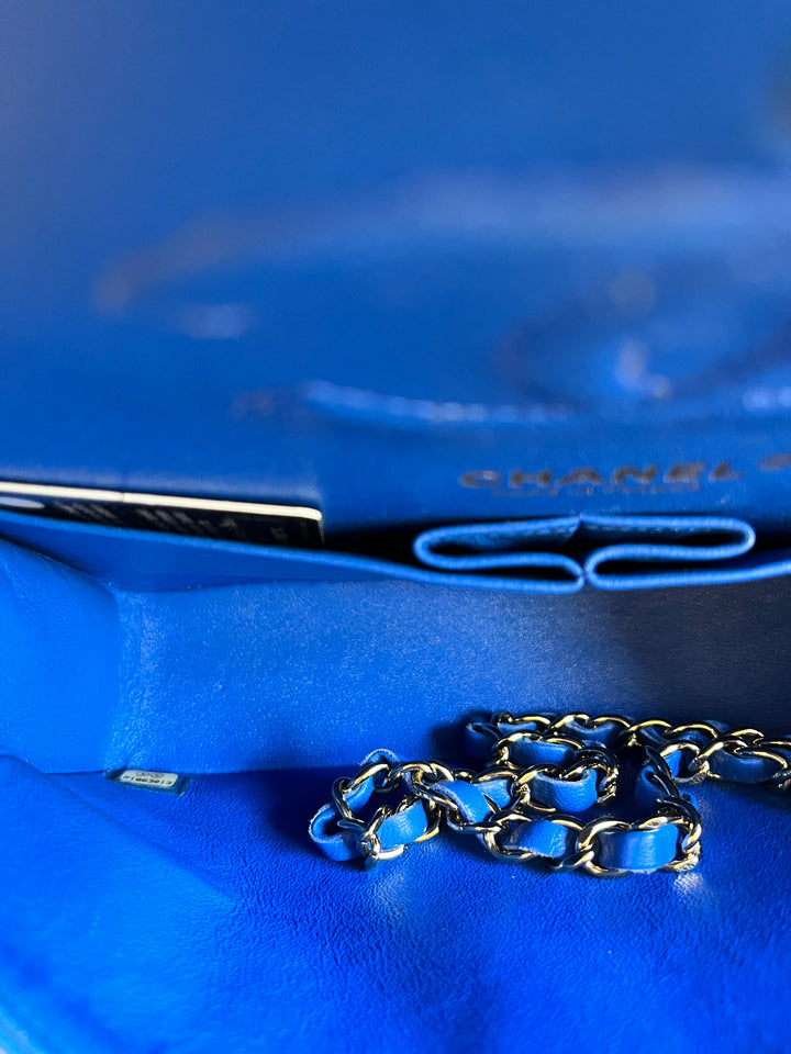 Chanel Electric Blue Medium Lambskin Double Flap Bag