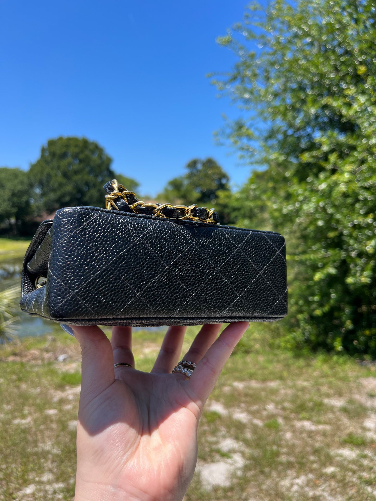 Chanel Black Caviar Vintage Mini Square Flap Bag