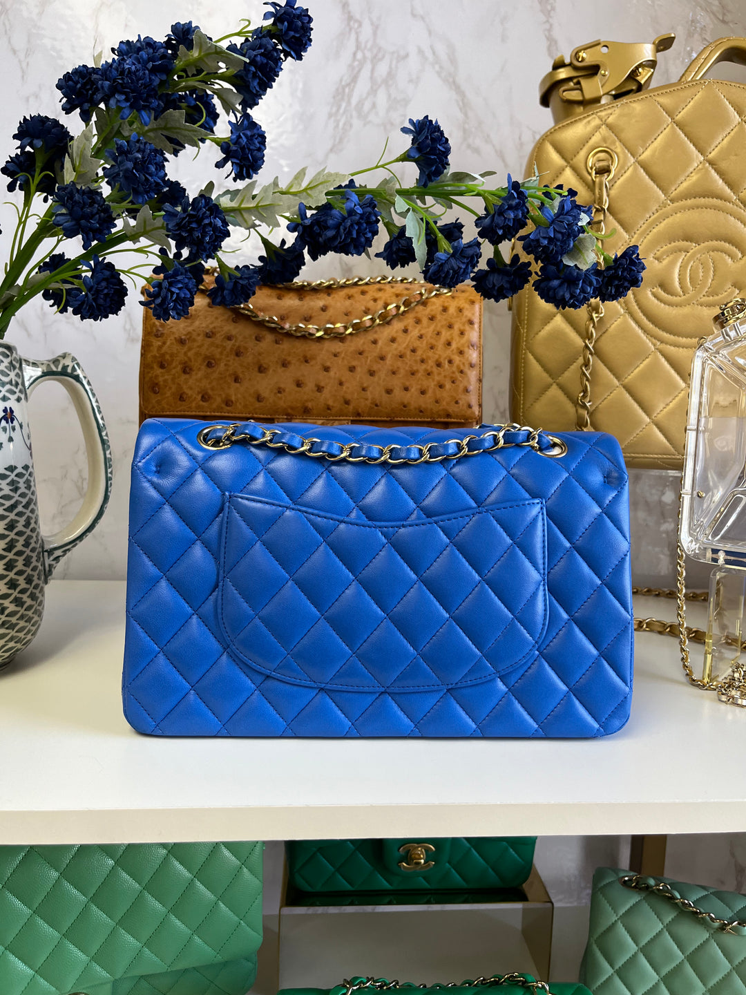 Chanel Electric Blue Medium Lambskin Double Flap Bag