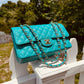 Chanel Turquoise (17C) Medium Caviar Double Flap Bag