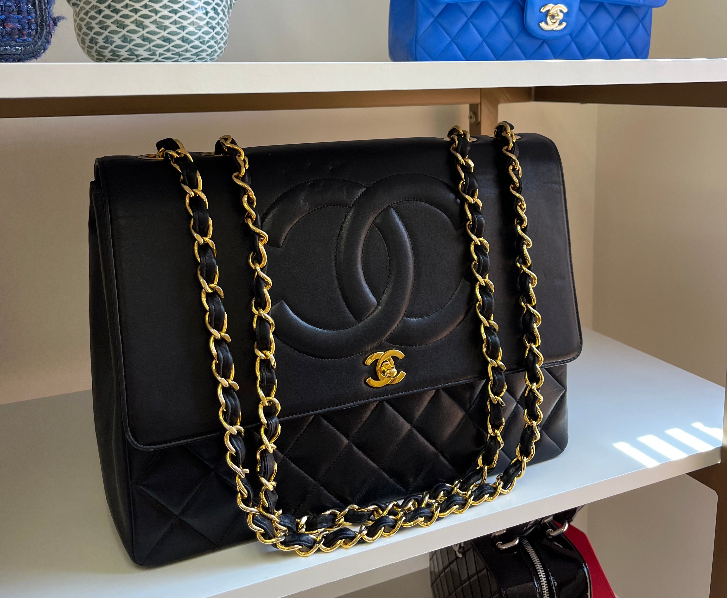 Rare Pristine Chanel Vintage Small Full Flap Oversized CC Bag 24k
