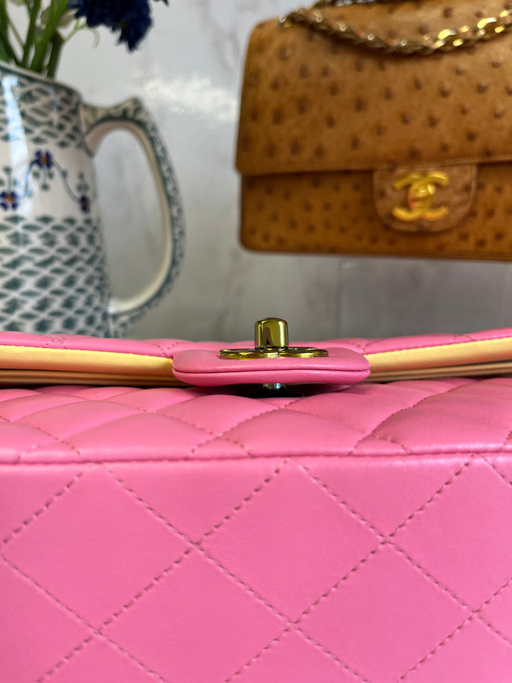 Chanel Pink Medium Lambskin Rainbow Double Flap Bag