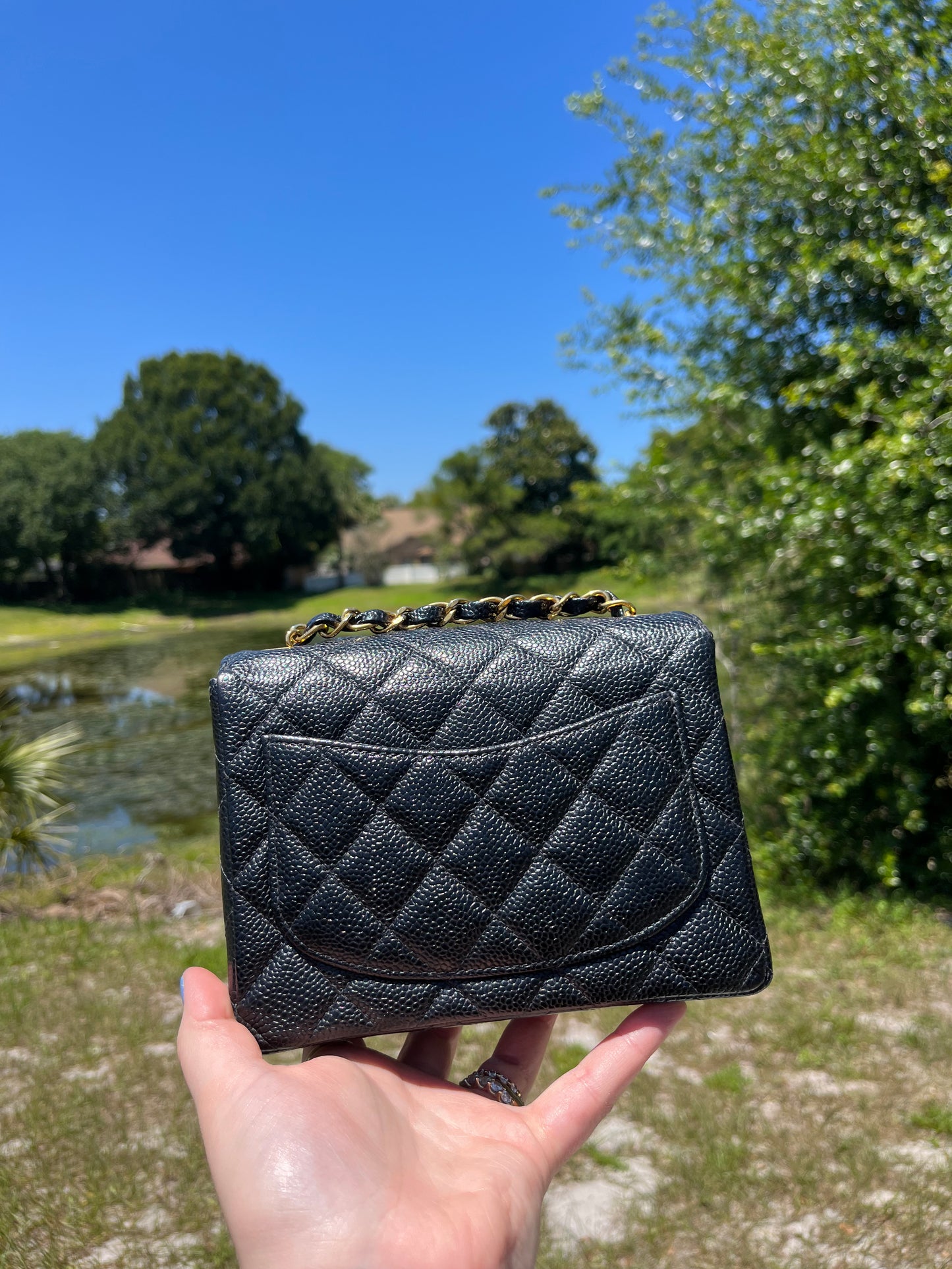 Chanel Black Caviar Vintage Mini Square Flap Bag