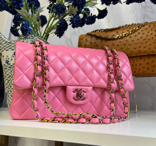 Chanel Pink Medium Lambskin Rainbow Double Flap Bag