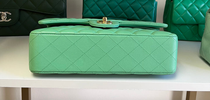 Chanel Light Green Medium Caviar Double Flap Bag