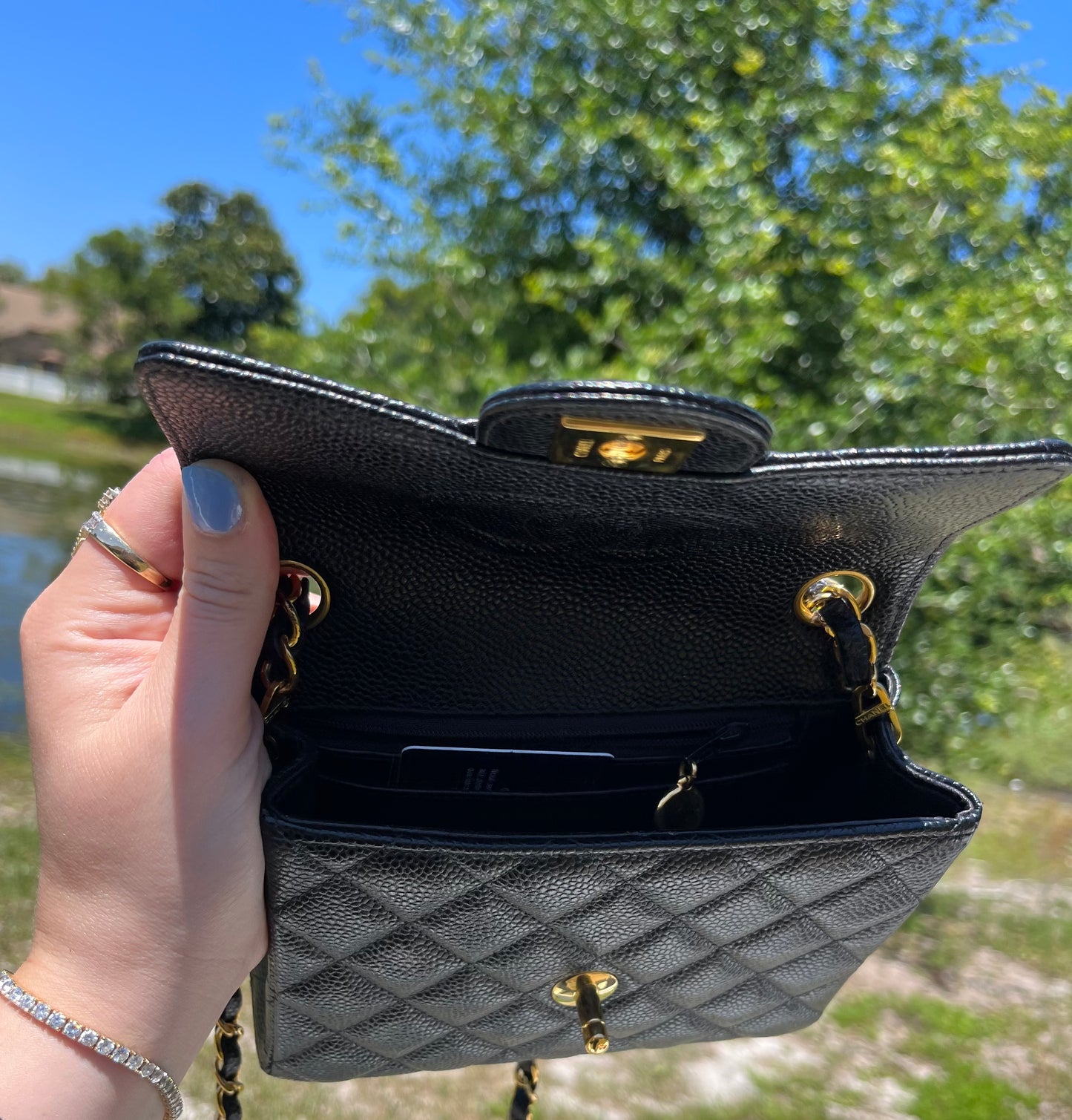 Chanel Black Caviar Vintage Mini Square Flap Bag