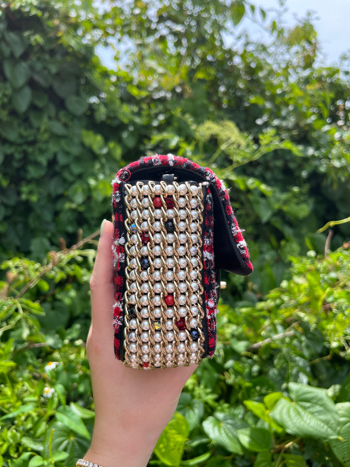 Chanel Pearl Ecru/Tweed Mini Rectangular Flap Bag