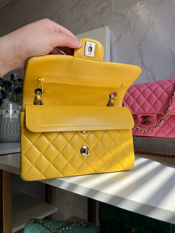 Chanel Yellow Small Lambskin Classic Flap Bag