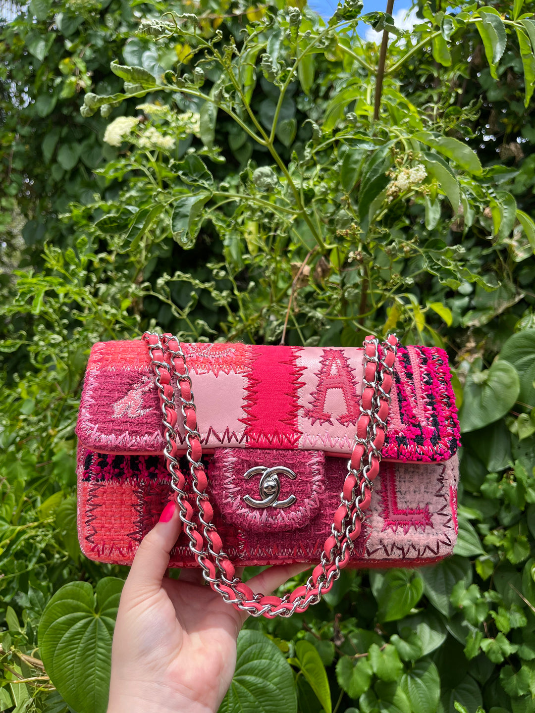 Chanel Medium Timeless Patchwork Shoulder Bag Pink Silver Hardware 2016