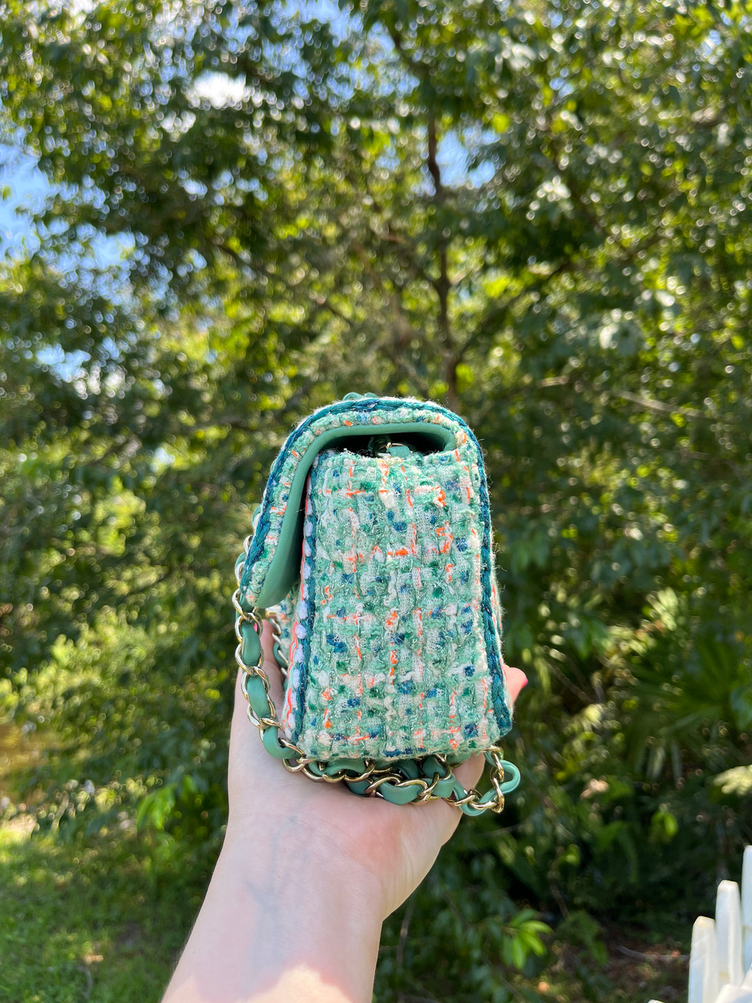 Chanel Green Mini Tweed Rectangular Flap Bag – Its A Luv Story