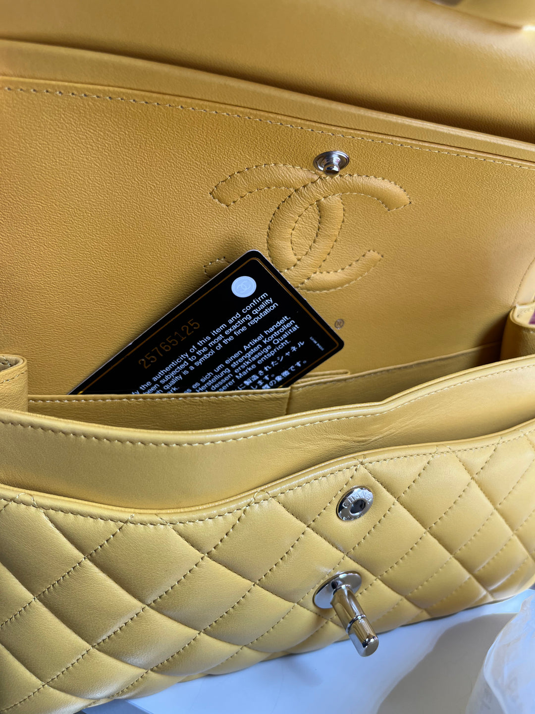 Chanel Yellow Small Lambskin Classic Flap Bag