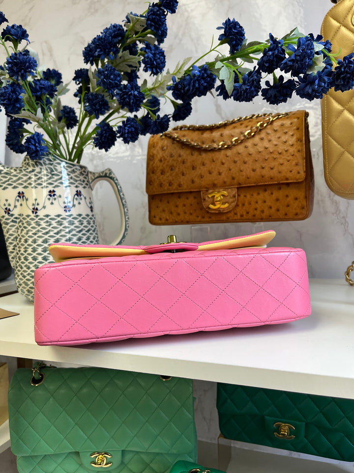 Chanel Pink Medium Lambskin Rainbow Double Flap Bag