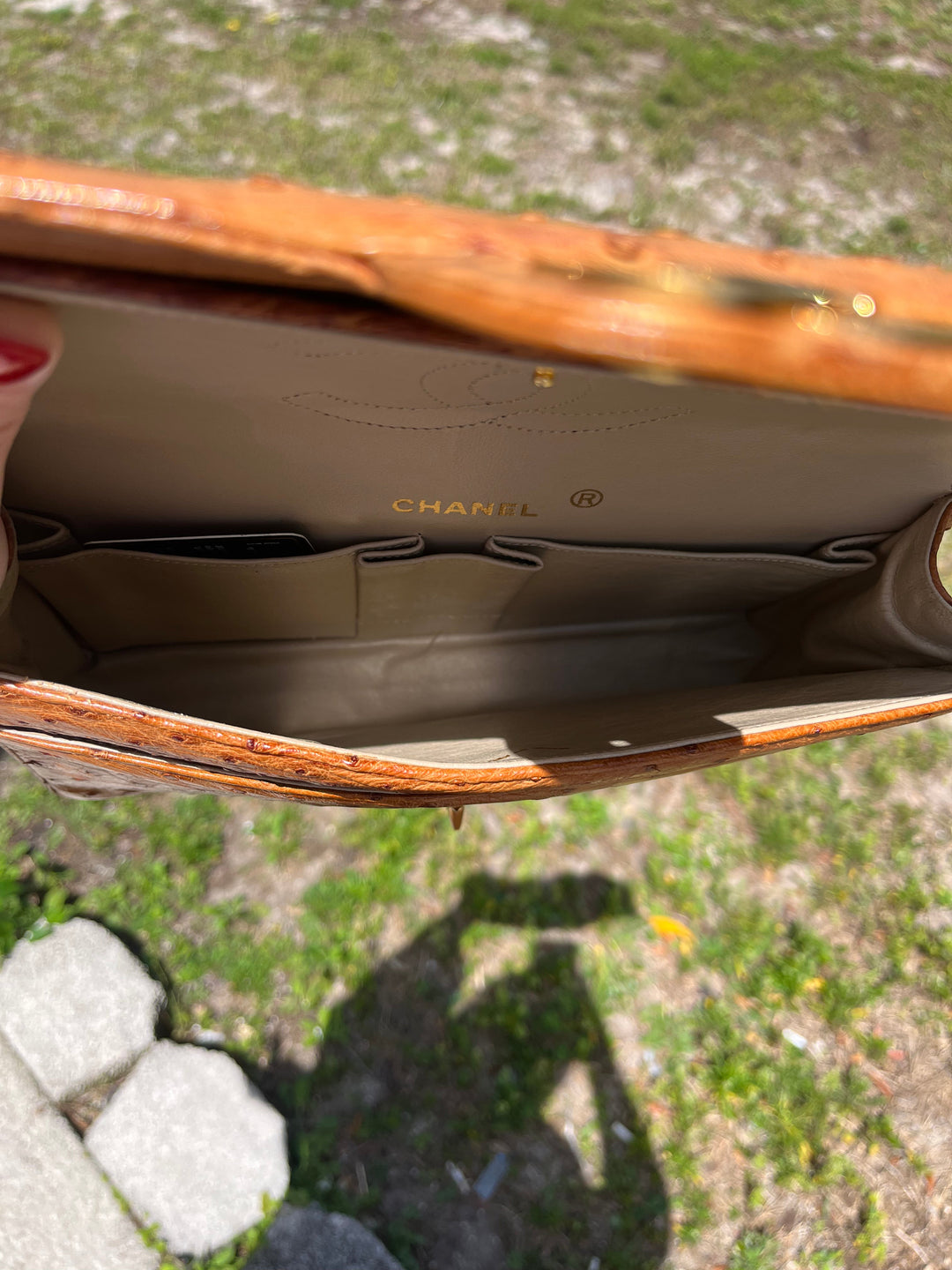 Chanel Rare Vintage Ostrich Medium Double Flap Bag