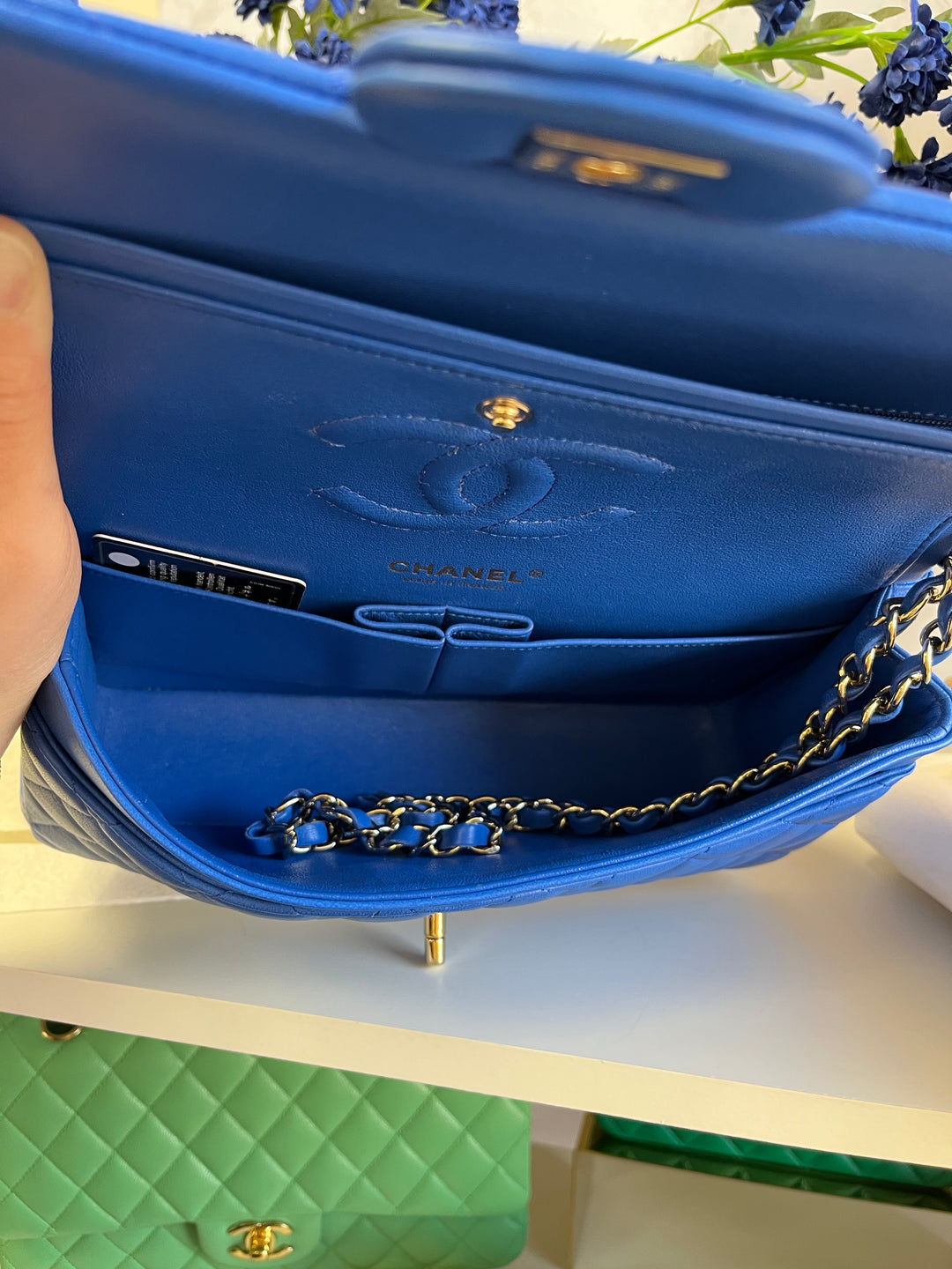 Chanel Electric Blue Medium Lambskin Double Flap Bag