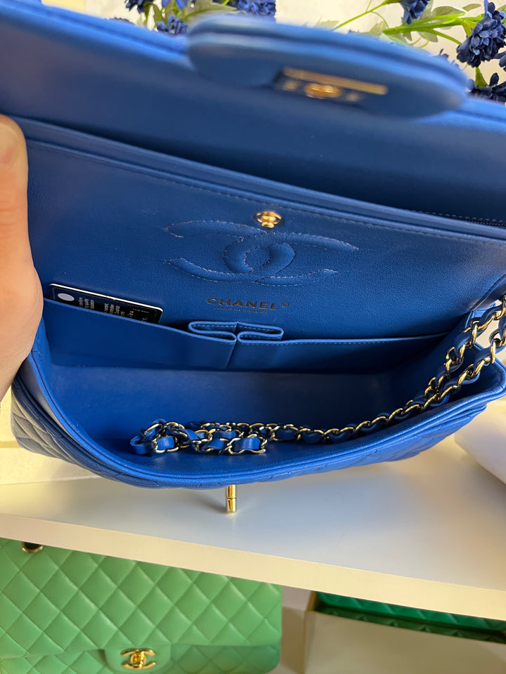 Chanel Electric Blue Medium Lambskin Double Flap Bag