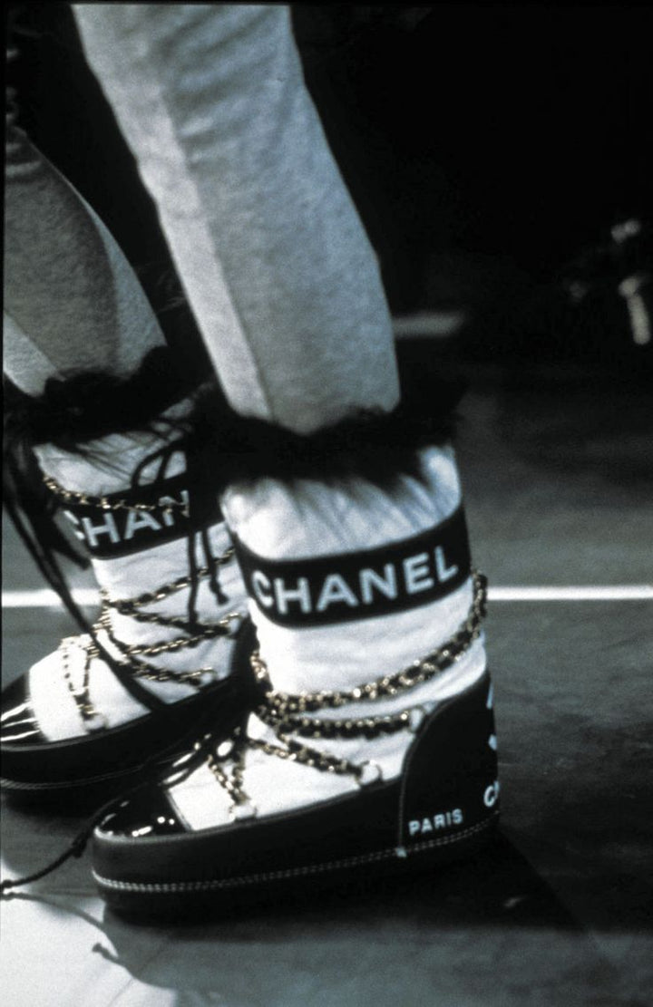 Chanel Apres Ski Moon Boots Black White 1993