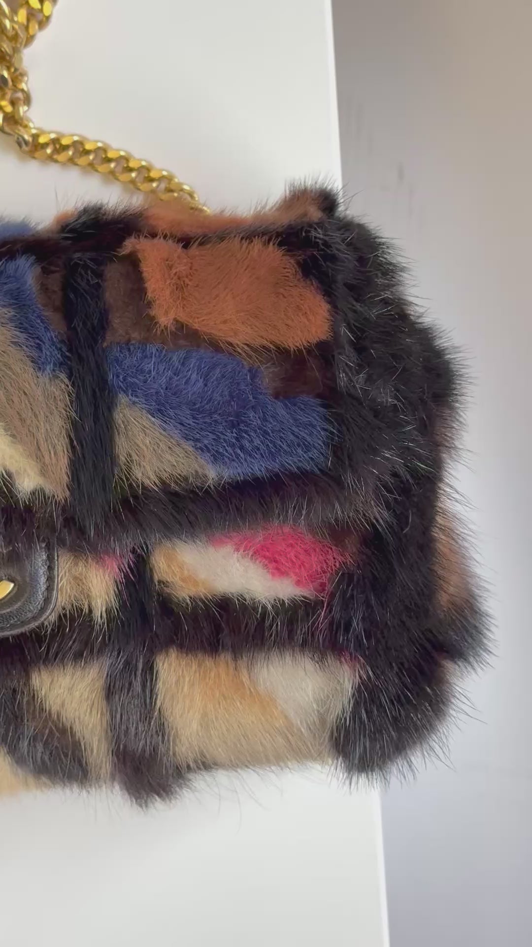 Chanel Multicolor Medium Mink Fur Single Flap Bag