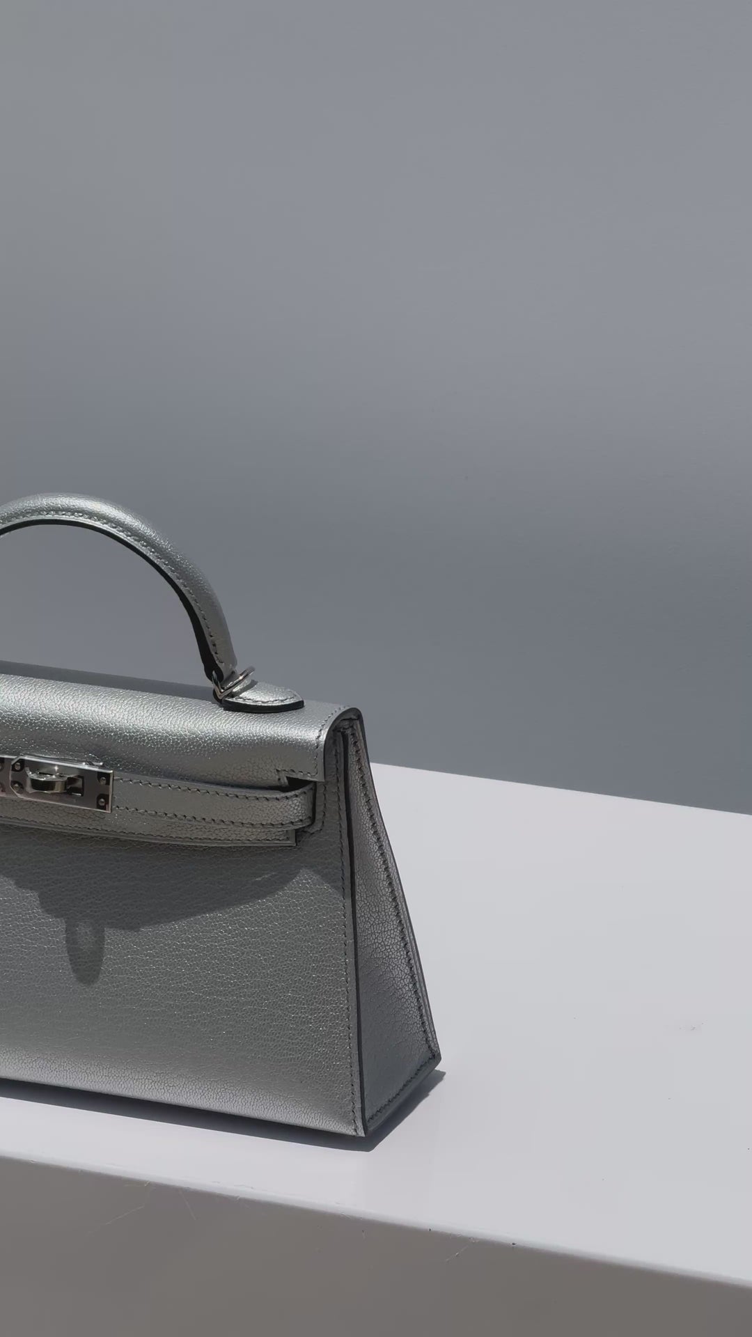 Hermes Mini Sellier Argent Silver Metallic Chevre Chamkilight Kelly 20