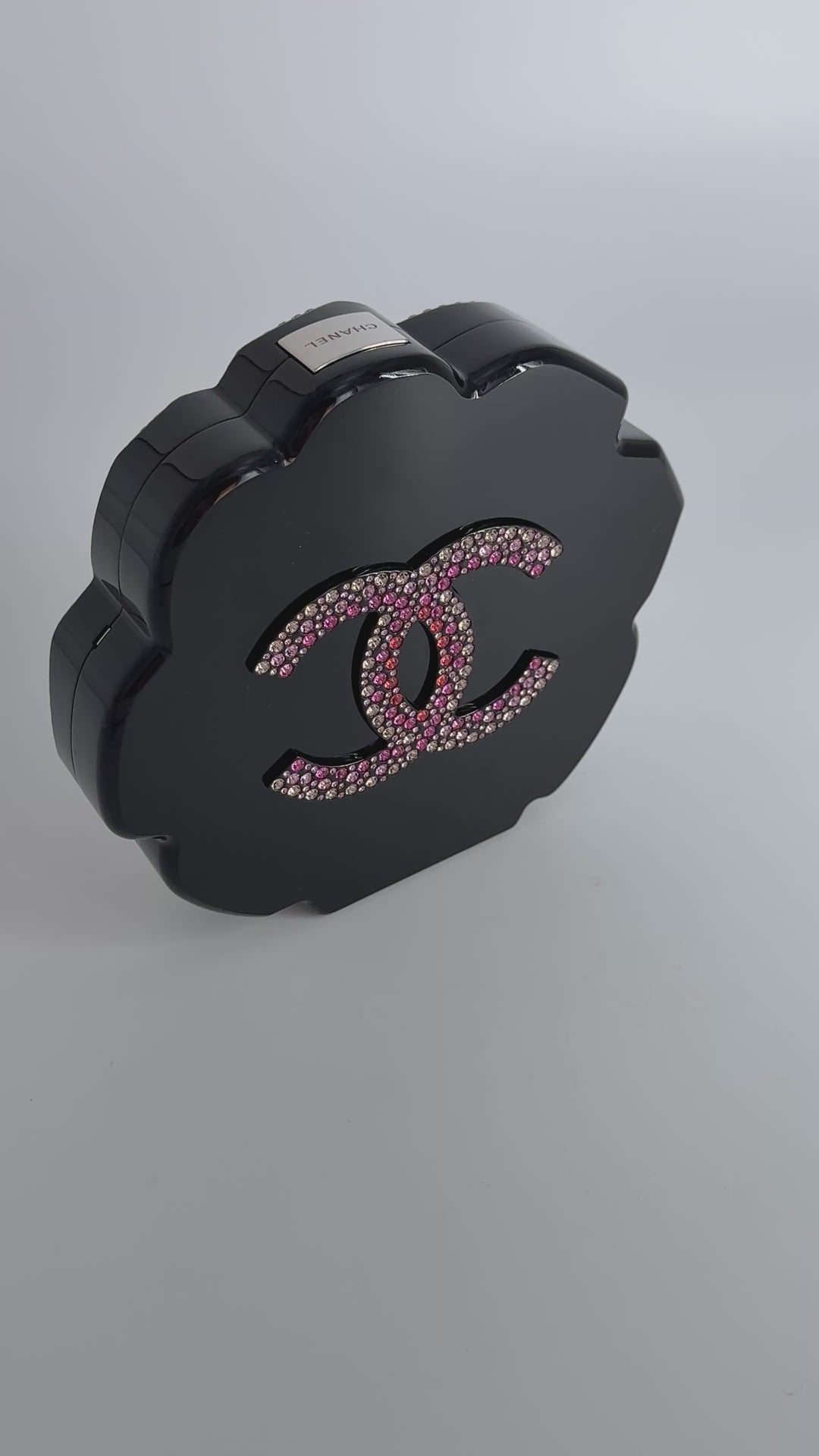 Chanel 2018 Runway Pink Strass & Resin Camelia Minaudiere