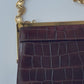 Celine Croc Embossed Brown Shoulder Clutch Bag