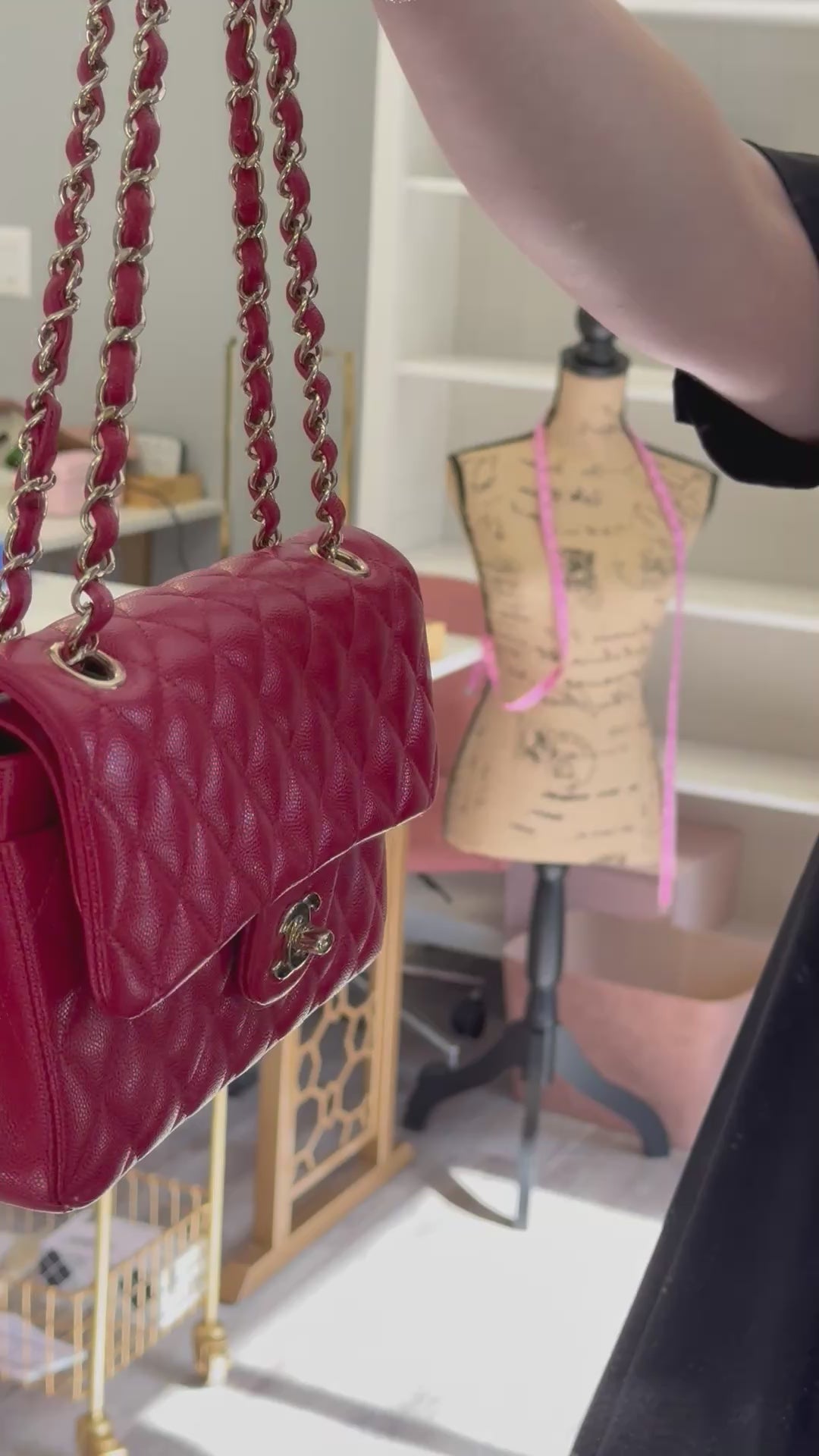 Chanel 19b Small Red Caviar Double Flap Bag