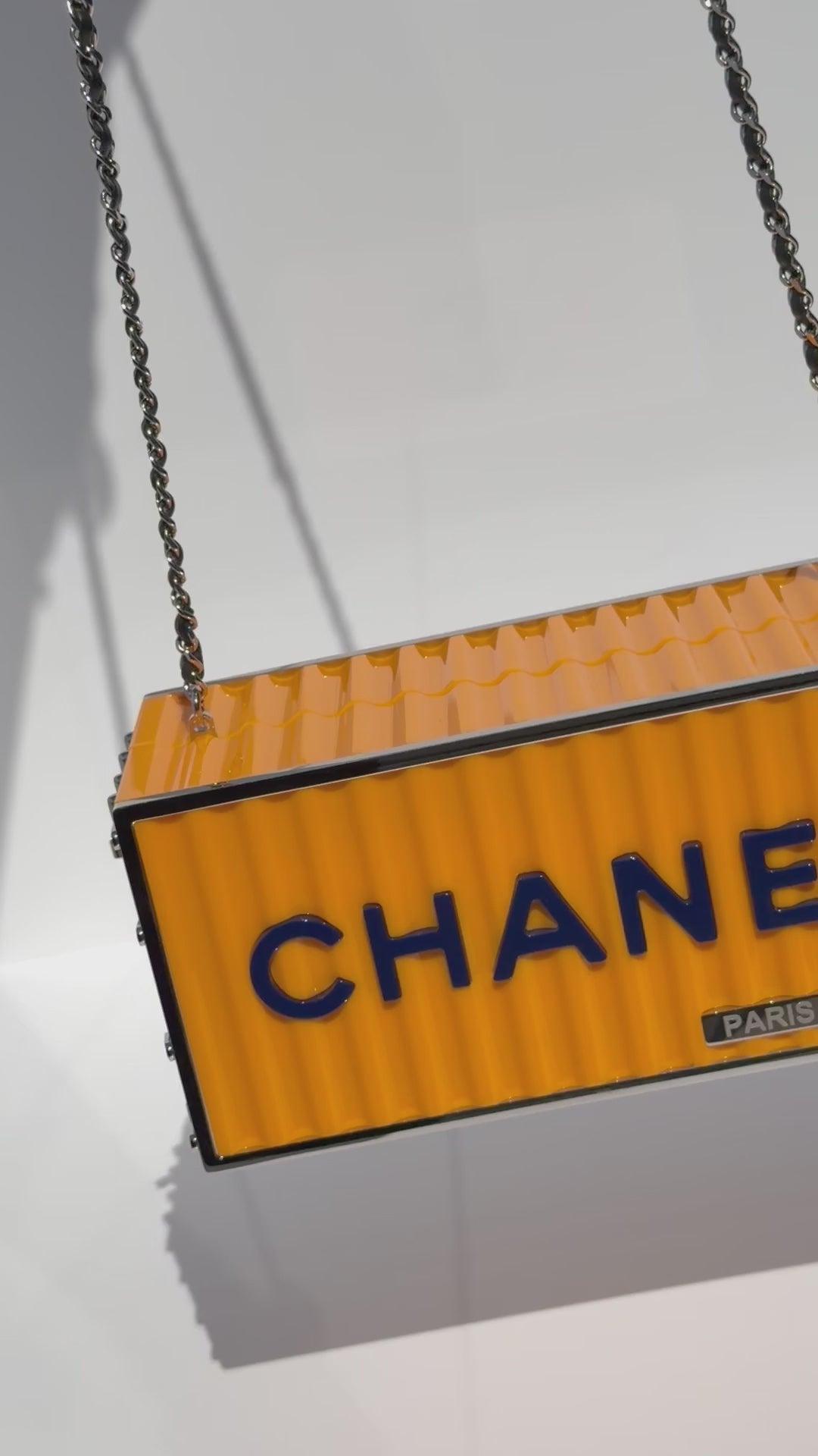 Chanel Shipping Container Bag Lucite Yellow Silver Hardware 2018