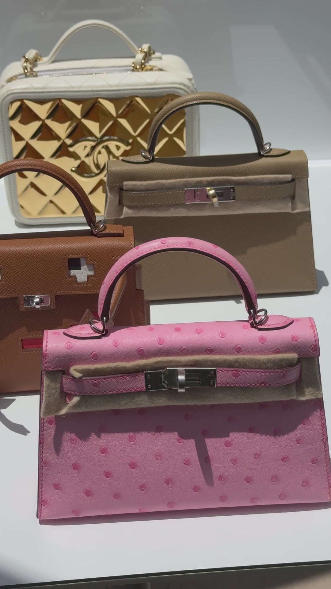 Hermes Mini Sellier Bubblegum Ostrich Kelly 20