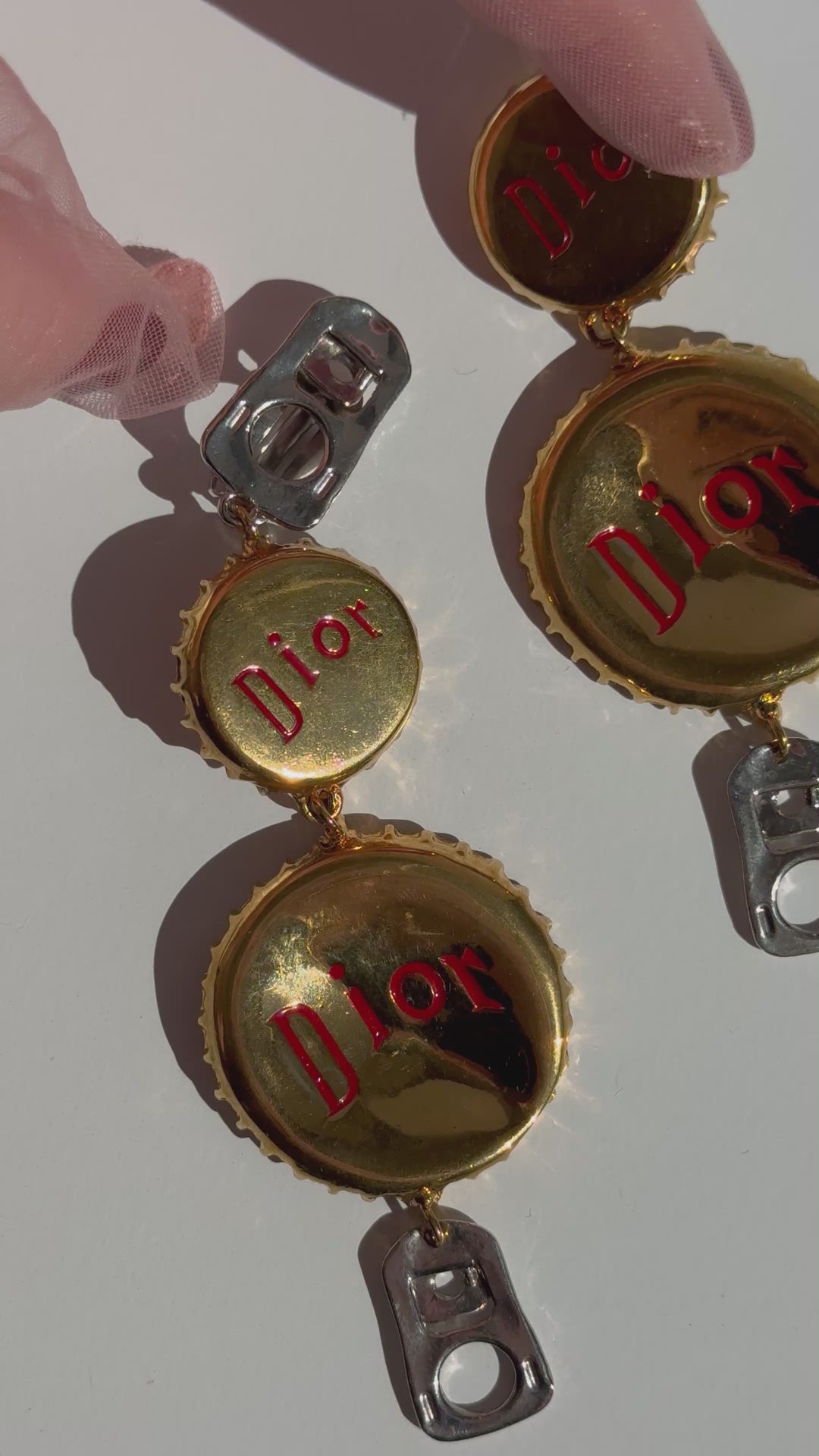 Christian Dior Vintage Bottle Cap Clip On Earrings