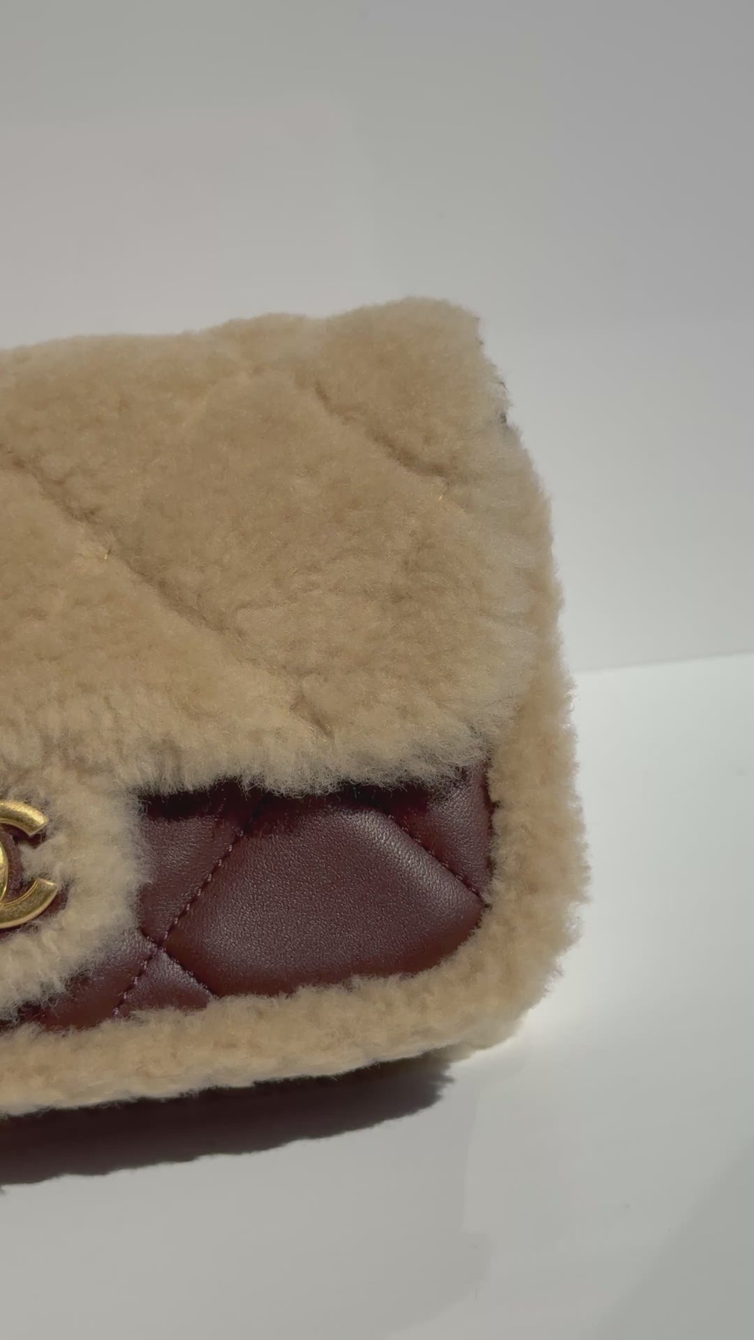Chanel 25K Brown Mini Shearling Flap Bag