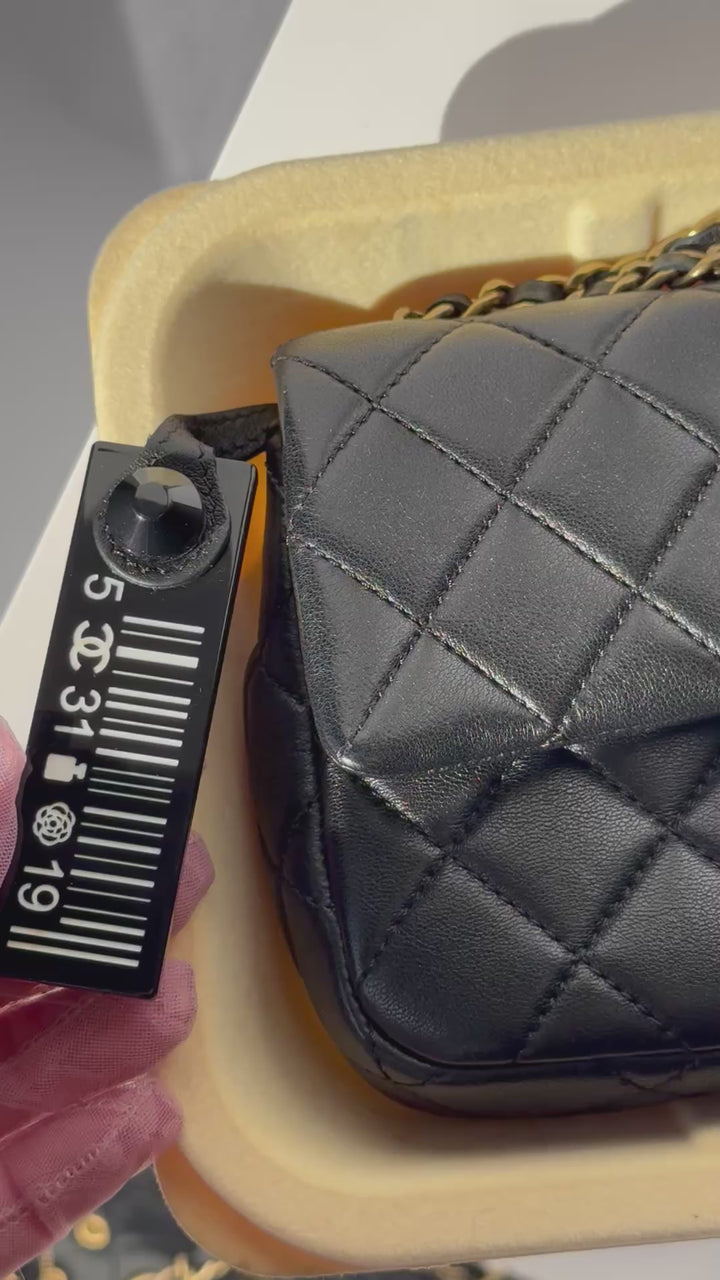 Chanel 2014 Black Lambskin Minaudières Runway "Meat Package" Flap Bag