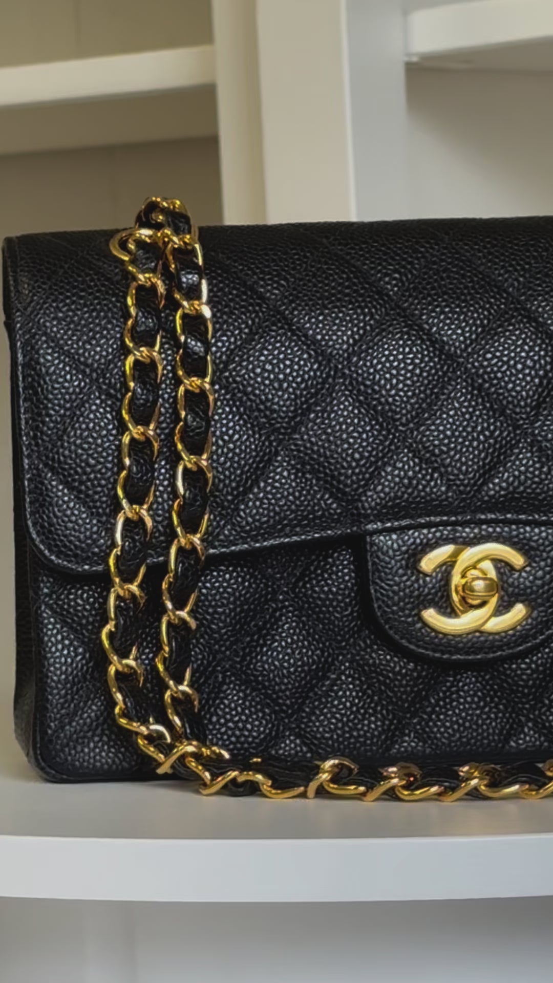 Chanel 6 Series Black Small Vintage Caviar Classic Flap Bag