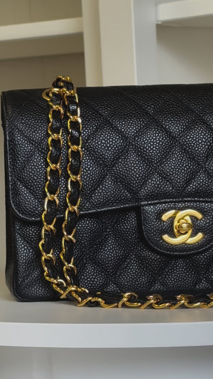 Chanel 6 Series Black Small Vintage Caviar Classic Flap Bag