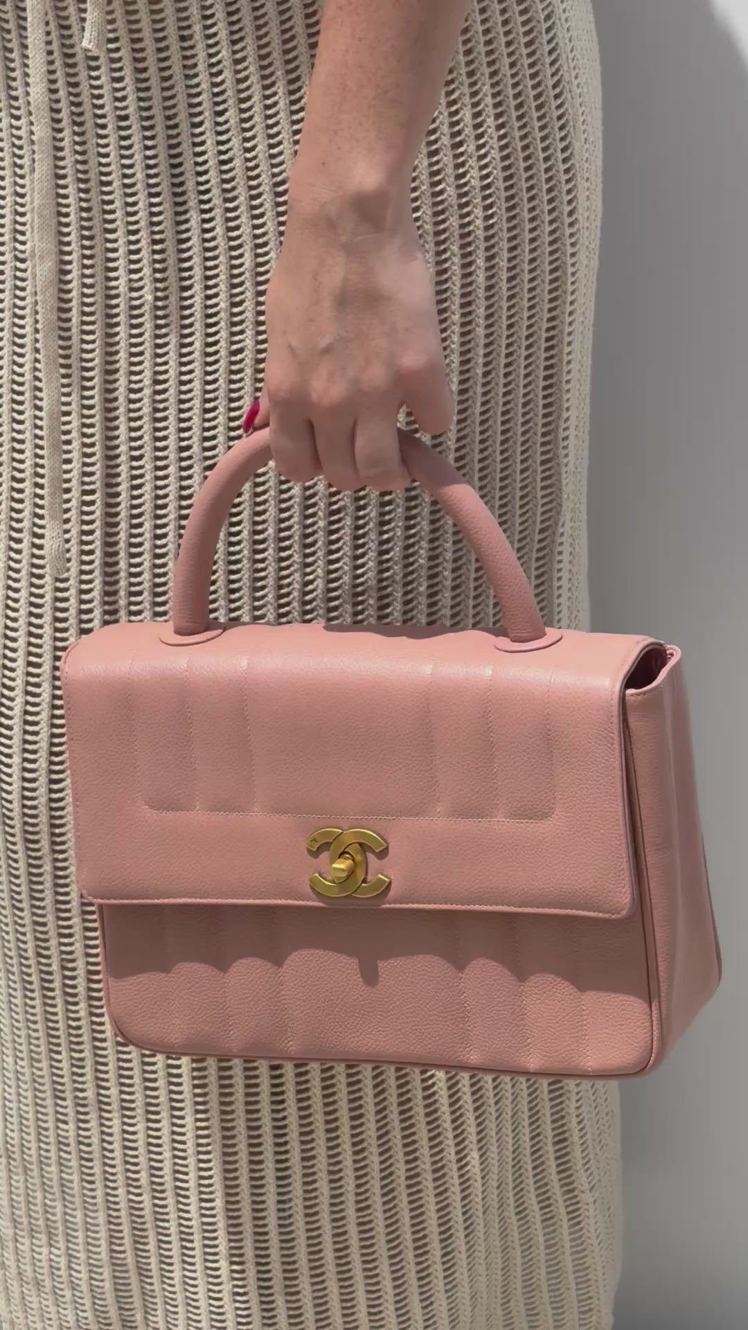 Chanel Vintage Caviar Vertical Quilted Kelly Flap Bag