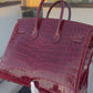 Hermes 2016 Bourgogne Shiny Niloticus Crocodile Birkin 25