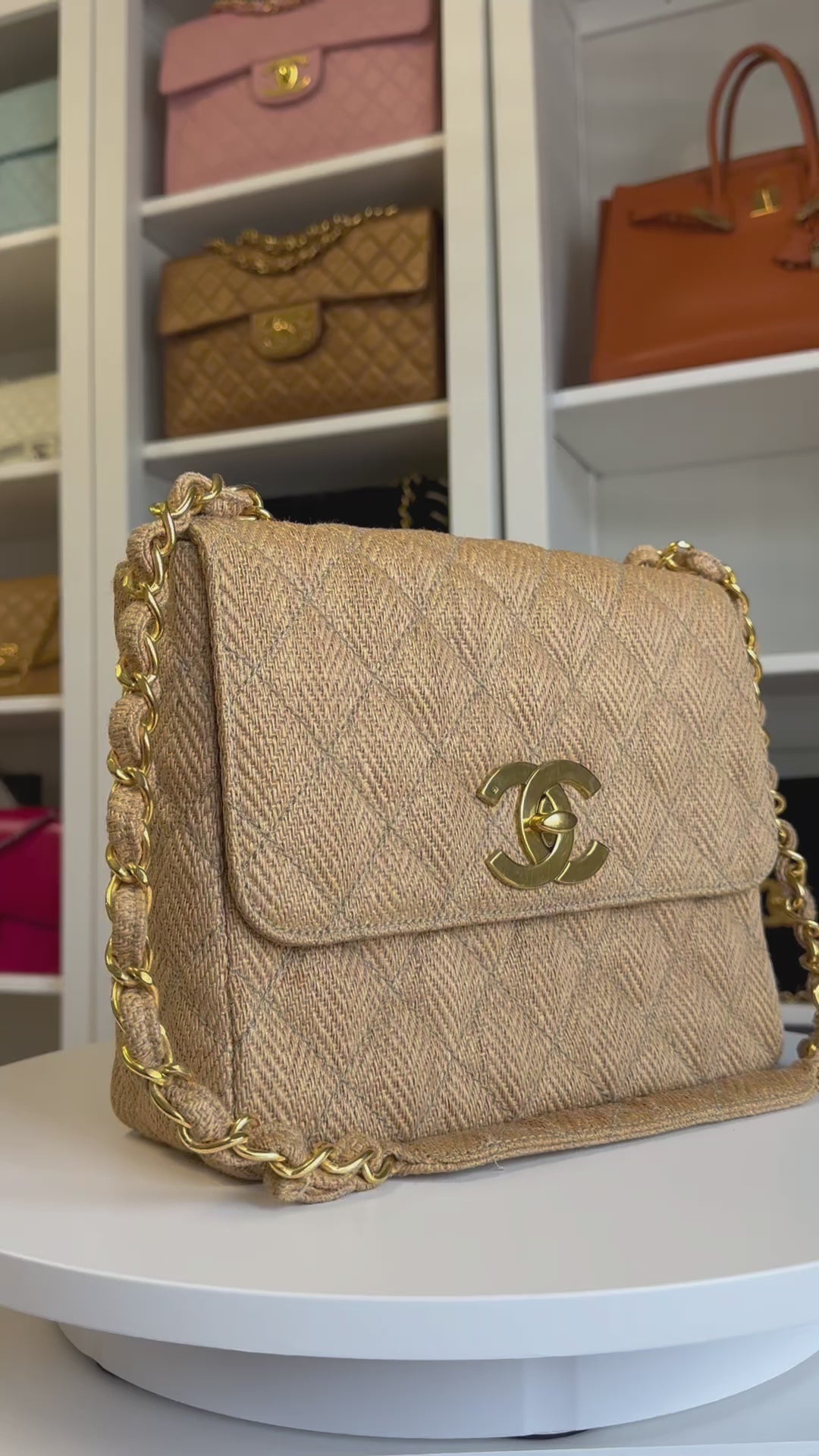 Chanel 24K Vintage Raffia Large Flap