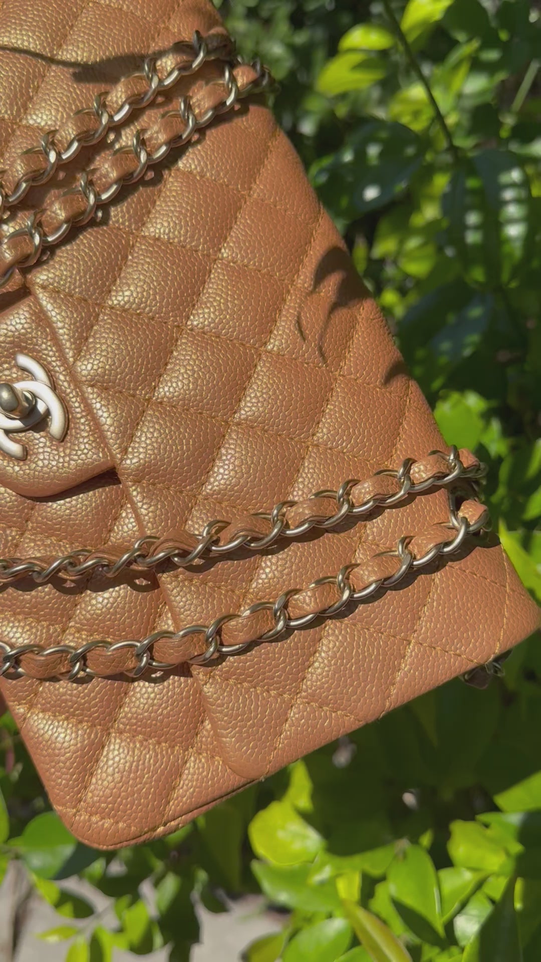 Chanel Copper Gold Metallic Medium Caviar Double Flap Bag