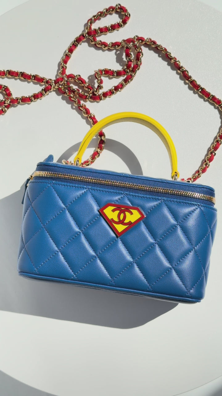 Chanel Superman Long Vanity With Chain Blue Lambskin Gold Hardware Métiers d’Art 2026