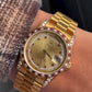 Vintage 1990 Rolex Day-Date 36mm Yellow Gold, Ruby String Dial Diamond Watch