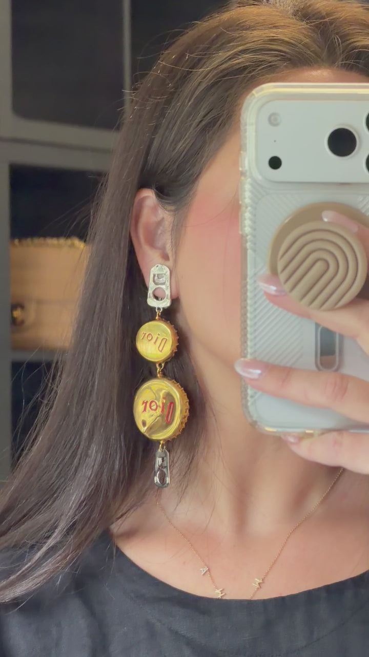 Christian Dior Vintage Bottle Cap Clip On Earrings