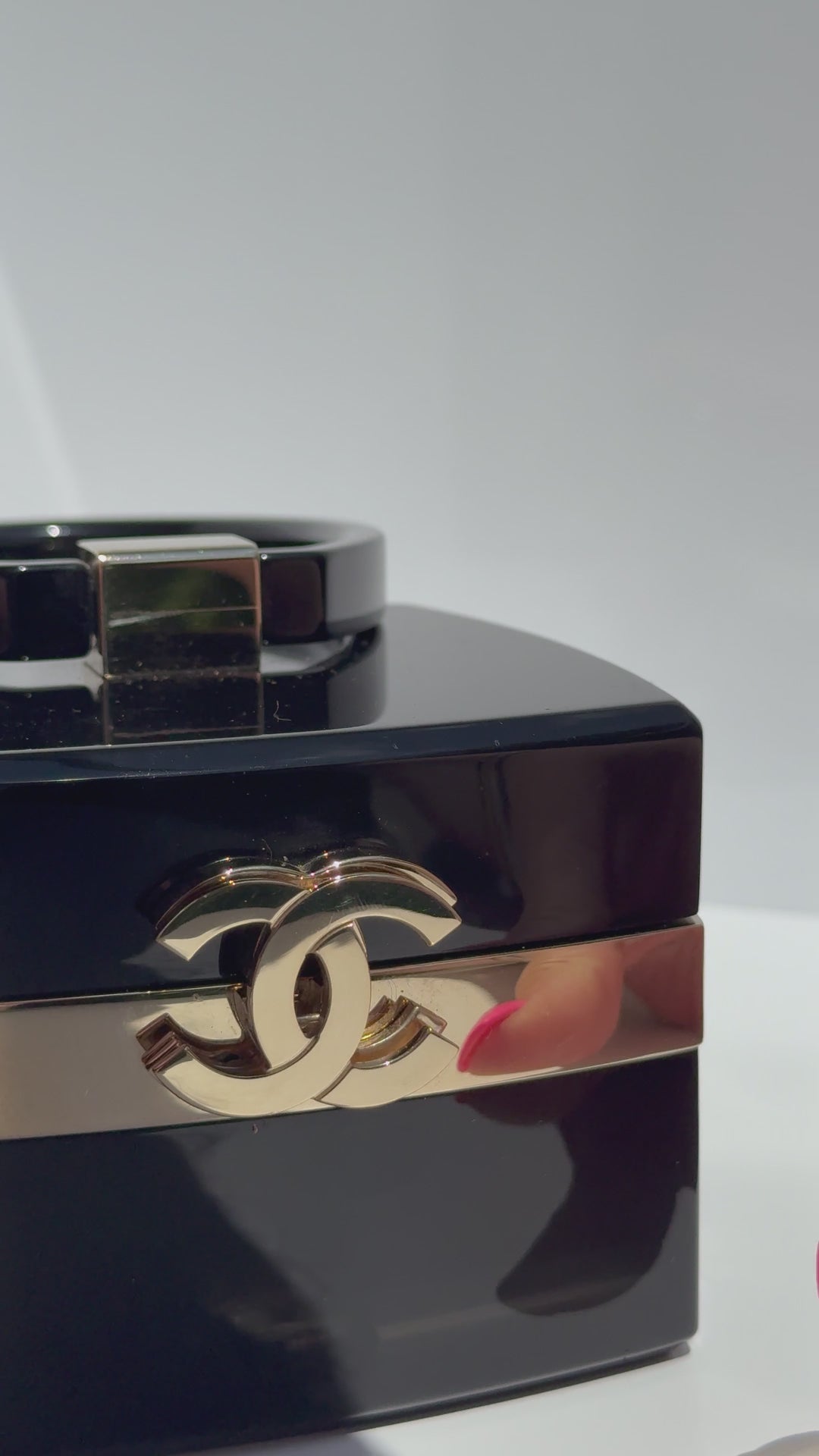 Chanel Lucite Box Mini Handbag Black Gold Hardware 2004