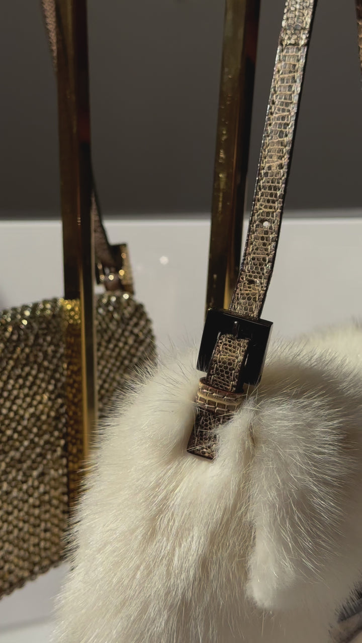Fendi Mini Mink Fur Embellished Baguette