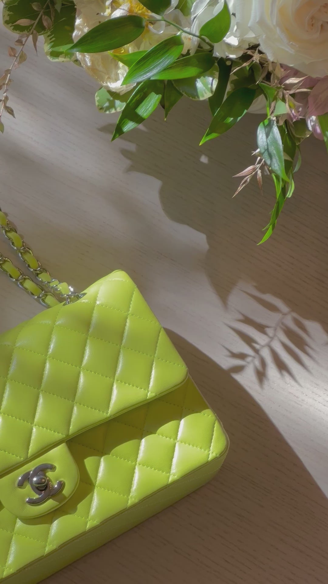 Chanel 21S Yellow Neon Lambskin Medium Flap Bag