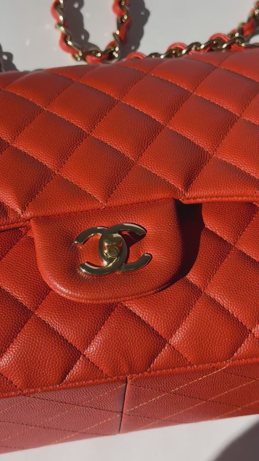Chanel Jumbo Orange Caviar Double Flap Bag