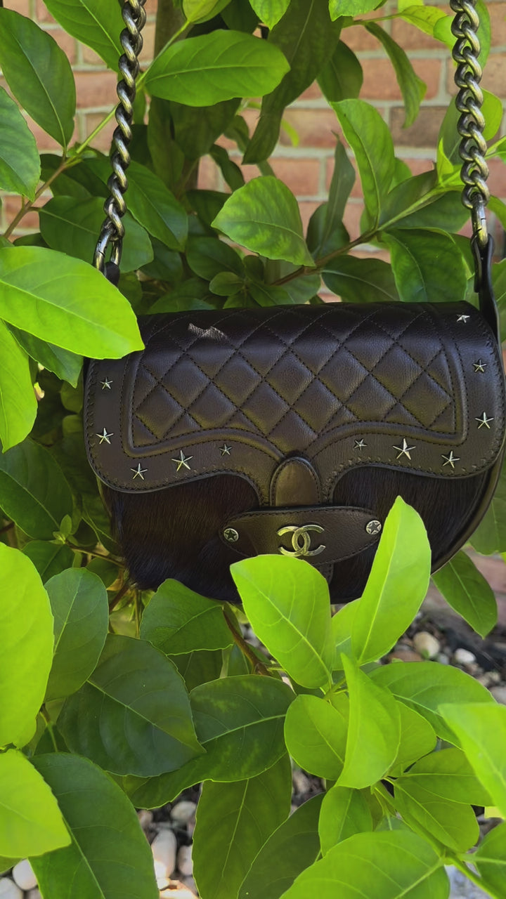 Chanel 2014 PARIS DALLAS MÉTIERS D'ART PONY HAIR CROSSBODY BULLET Flap Bag