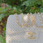 Chanel 18C Tan Ancient Greece Raffia Crochet Flap Bag